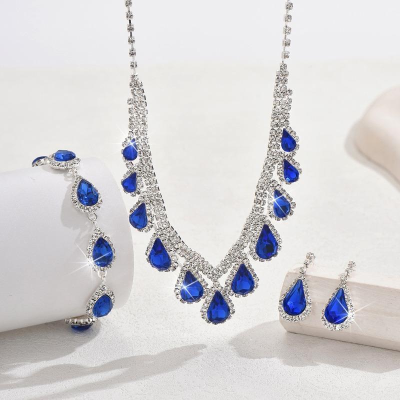 Meier Dazzling full-pavé diamond pearl necklace and earring set - bridal jewelry three-piece wedding set