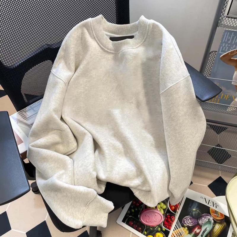 Harf Baskılı Oversize Kapüşonsuz Sweatshirt Yumuşak Süt İpeği Kumaş Sıcak Bol Kesim Kadın Erkek 2025