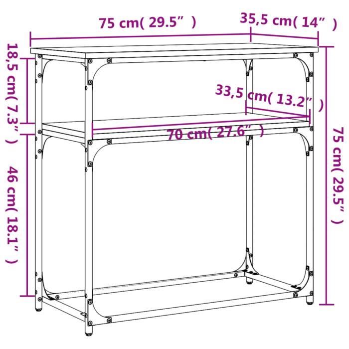 VidaXL Console Table Black 75x35.5x75 Cm Engineered Wood 834070