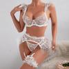 European and American high-end quality complex craftsmanship metal chain embroidery lace polka dot mesh underwear set