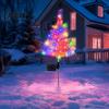 Waterproof Solar Garden Stakes Christmas Tree Stake Lights, Outdoor IP65 Crooked Lamp with Colorful Light for Automatic Dusk to Dawn Lights