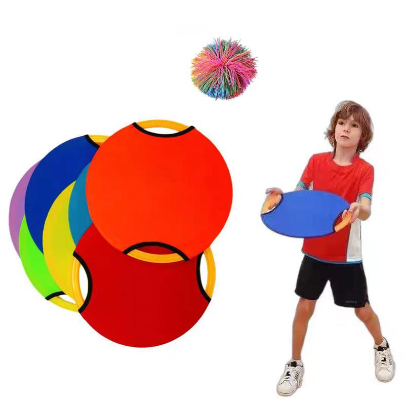 2PCS Outdoor Sports 28CM Flying Disc Trampoline Paddle Ball Game Toss and Catch Parent Child Interactive Sensory Toys Kids Adult