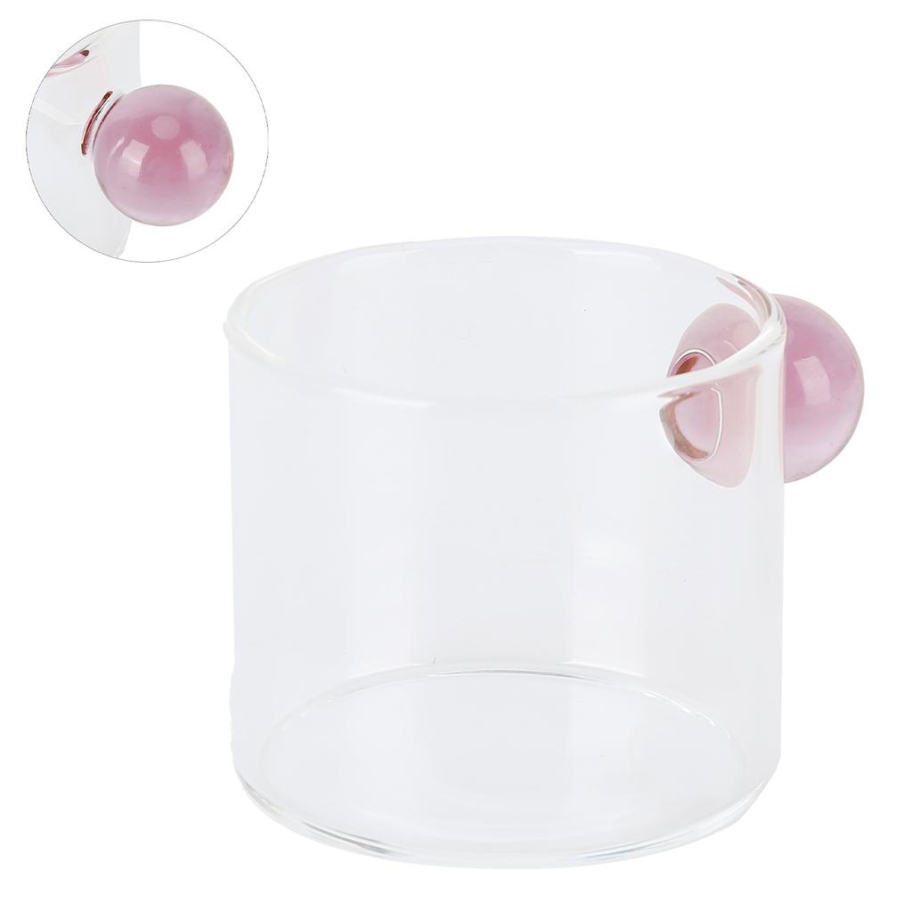 Teacup Glass Mug Transparent Heat Resistant Glass Coffee Cup with Ball Handle 120ml Yellow/Green/Brown/Pink Handle
