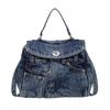 Stylish Denim Handbag Mini Backpack with Detachable Strap and Front Pockets for Casual Wear