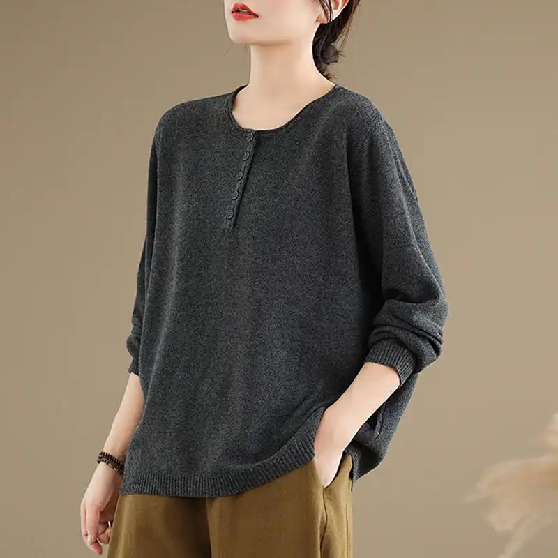 Sweater Pullovers Tops Women Long Sleeves Autumn Winter Blouse Oversized Loose Long Sleeve Shirt Slim Pullover Tops