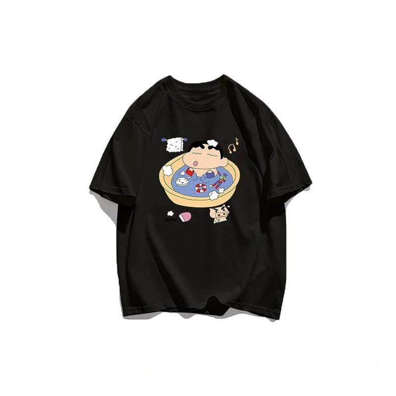 Crayon Shinchan Is Taking A Bath Unisex Women T Shirt Cotton Leisure Tee Clothing Anime Cool TShirts Short Sleeve Cotton S