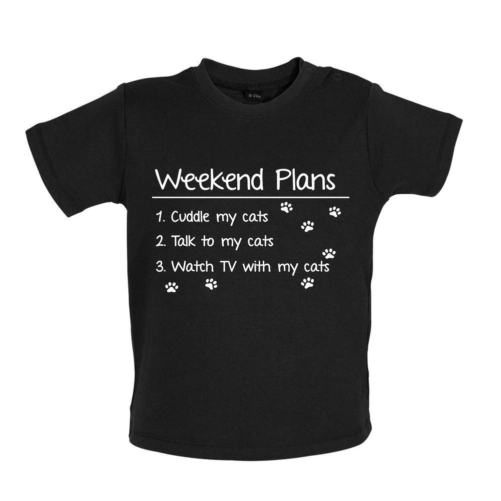 

Weekend Plans With My Cat - Baby Kids Boys Girls Unisex T-Shirt / Babygrow - Cats Love Funny Lady 150