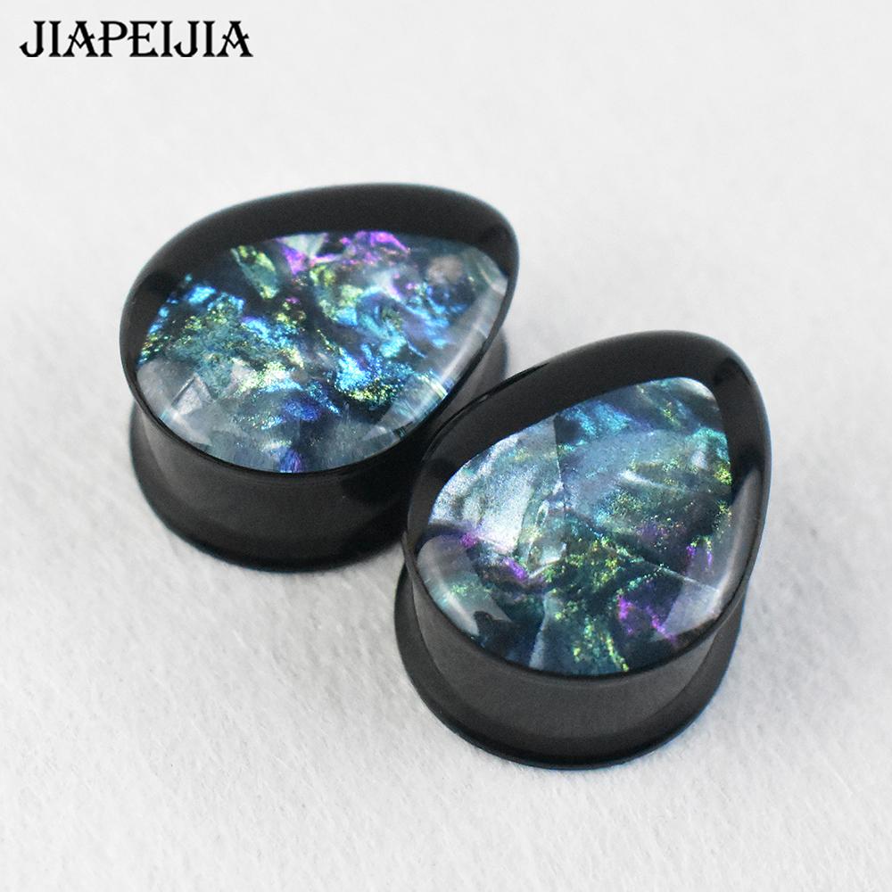 A Pair of 8-50mm Shiny Water Droplet Shaped Ear Gauges Tunnel Plugs Made of Acrylic, Body Piercing Jewelry