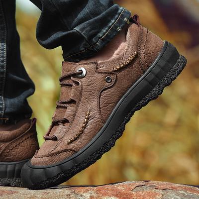 Men Genuine Leather Shoes New Trend Male Hiking Shoes Comfortable Men Treking Footwear Outdoor Versatile Sneakers Antiskid Flats