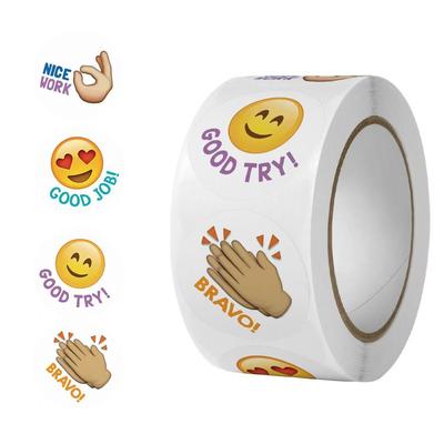 500pcs/Emotional Stickers Reward Stickers Smiling Face Design Fashion Emotional Text Thanksgiving Stickers, Paper Packaging