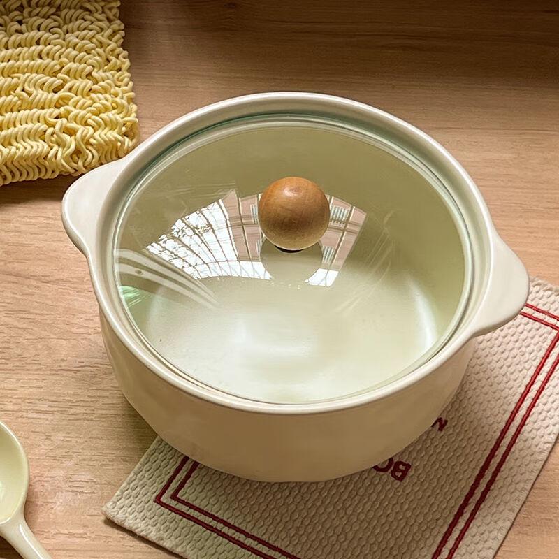 8-inch Korean Ceramic Noodle Bowl with Lid