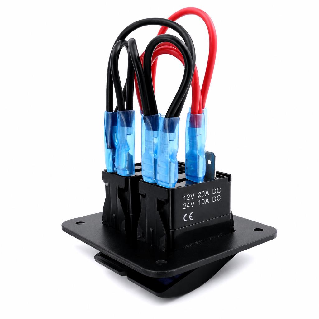 3-8 Gang Rocker Switch Panel 12V/24V Car Boat Dash Toggle Box 5-Pin Blue LED Control Dashboard Accessory Kit Auto Switches