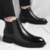 Automne Hiver Chaud Nouvelles Bottes en Cuir de Créateur pour Hommes Couleur Unie Mode Décontracté Bottes Chelsea Homme Grande Taille Chaussures à Plateforme Homme