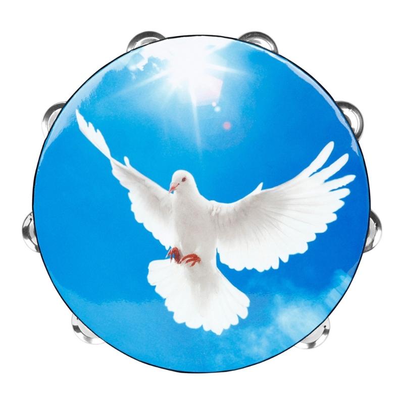 Peace Dove Double Row Bells Tambourine Handbell Clap Drum Musical Instrument