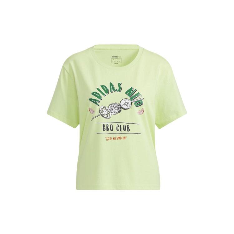 (WMNS) adidas neo Pattern Casual Sports Cartoon Short Sleeve Green Women s H62004 S