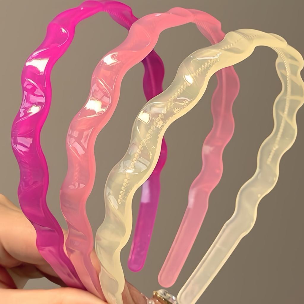 Hairband in Jelly Color Face Washing Hair Pressing Teeth Waves Anti-slip Headband Women's Outing, Versatile Hair Clip, Temperament Headwear