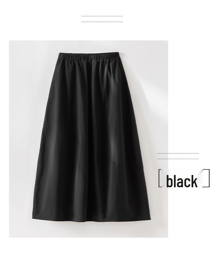 Elastic Waist Tulip Hem Skirt - Women's 2026 Spring French Hepburn Style Mid-Length Little Black Skirt