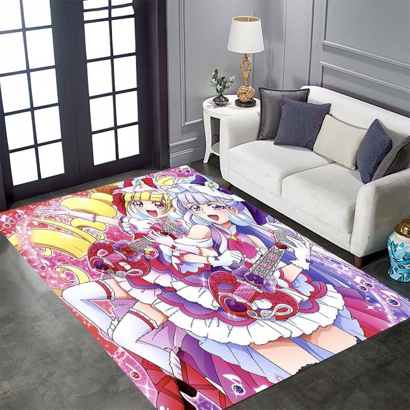Pretty Cure Cartoon Rugs Are Suitable for Home Décor In Areas Such As Game Rooms, Bedrooms, Living Rooms, and Sofa Areas.
