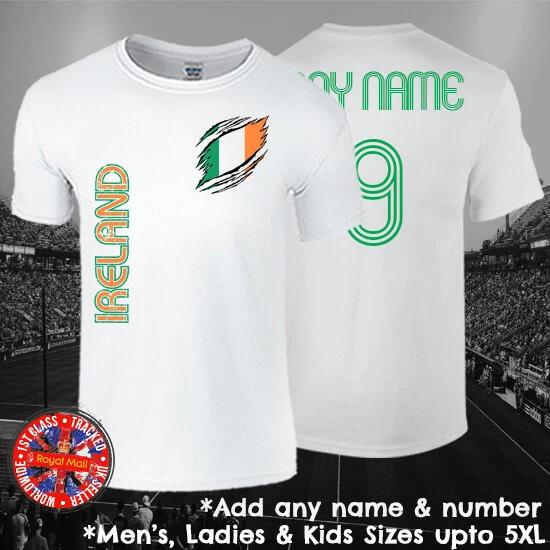 Ireland Football Fan T-shirt Personalised Mens Ladies Kids Euros World Cup Irish S