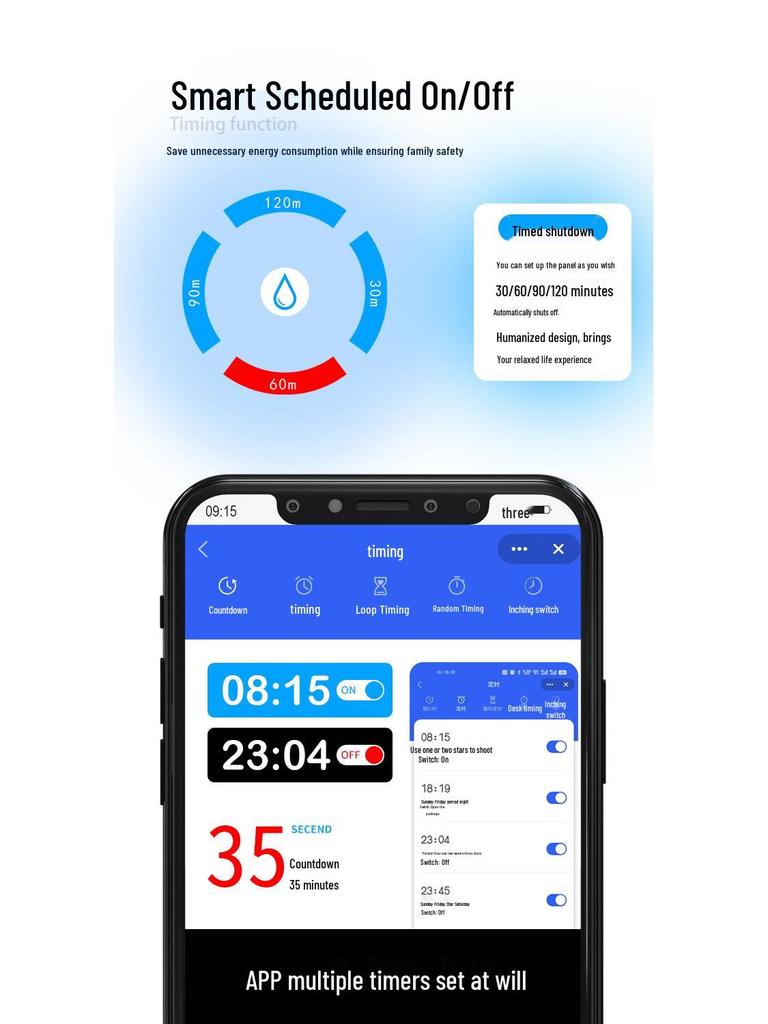 Intelligenter WiFi-Sprachgesteuerter 40A Touchscreen Durchlauferhitzerschalter (US-Standard 20A)