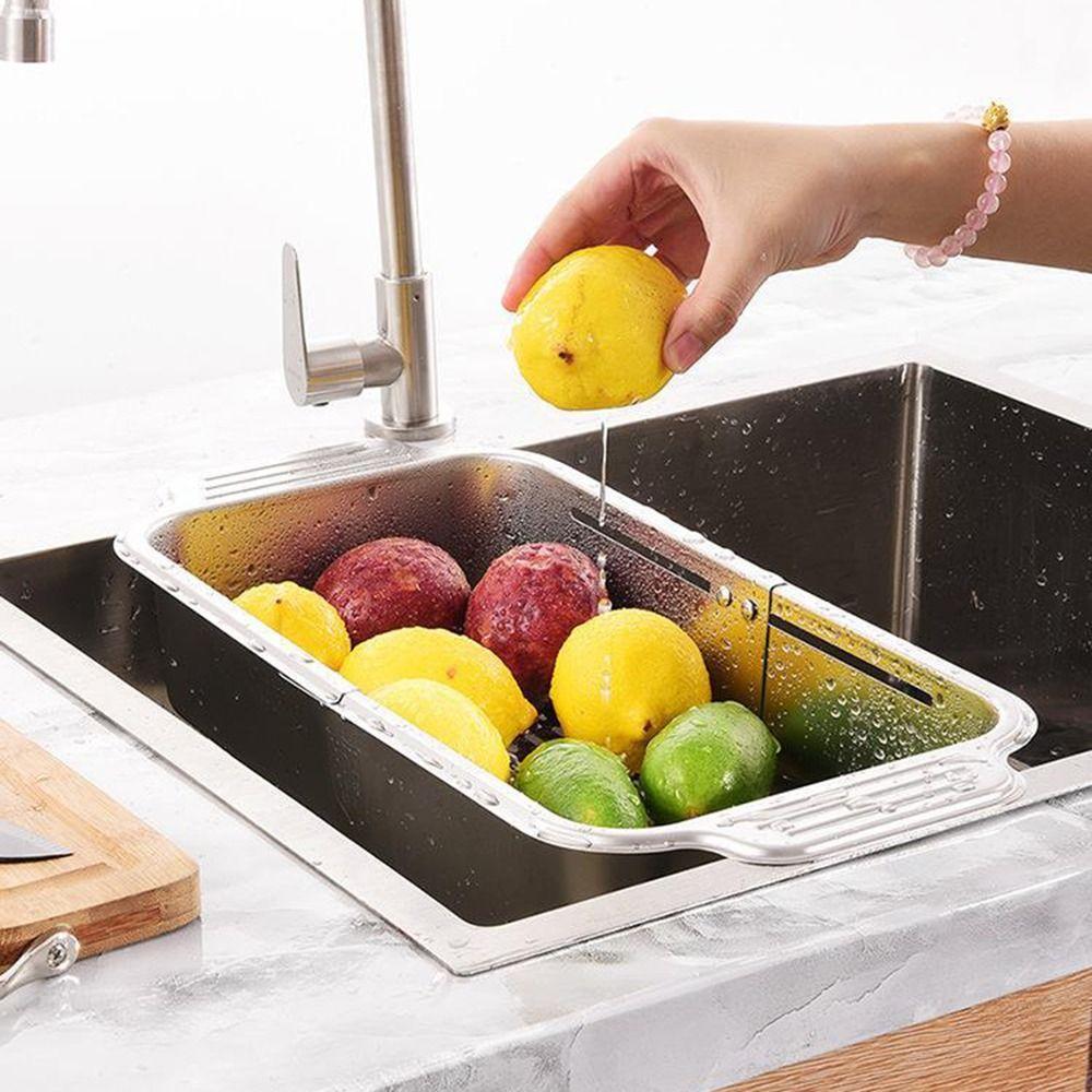 

Раздвижной кухонный дуршлаг из нержавеющей стали над раковиной, сито, корзина, сушилка для макаронных изделий L