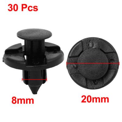 30 Pcs 8mm Car Plastic Rivets Fastener Bumper Fender Push Clips for Nissan