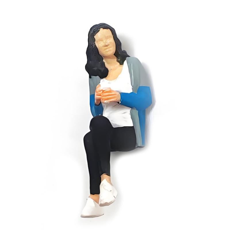 Decorative Resin Miniature People Models 1:64 Size Sitting Figure Sculpture Suitable for DIY Projects & Family Activity