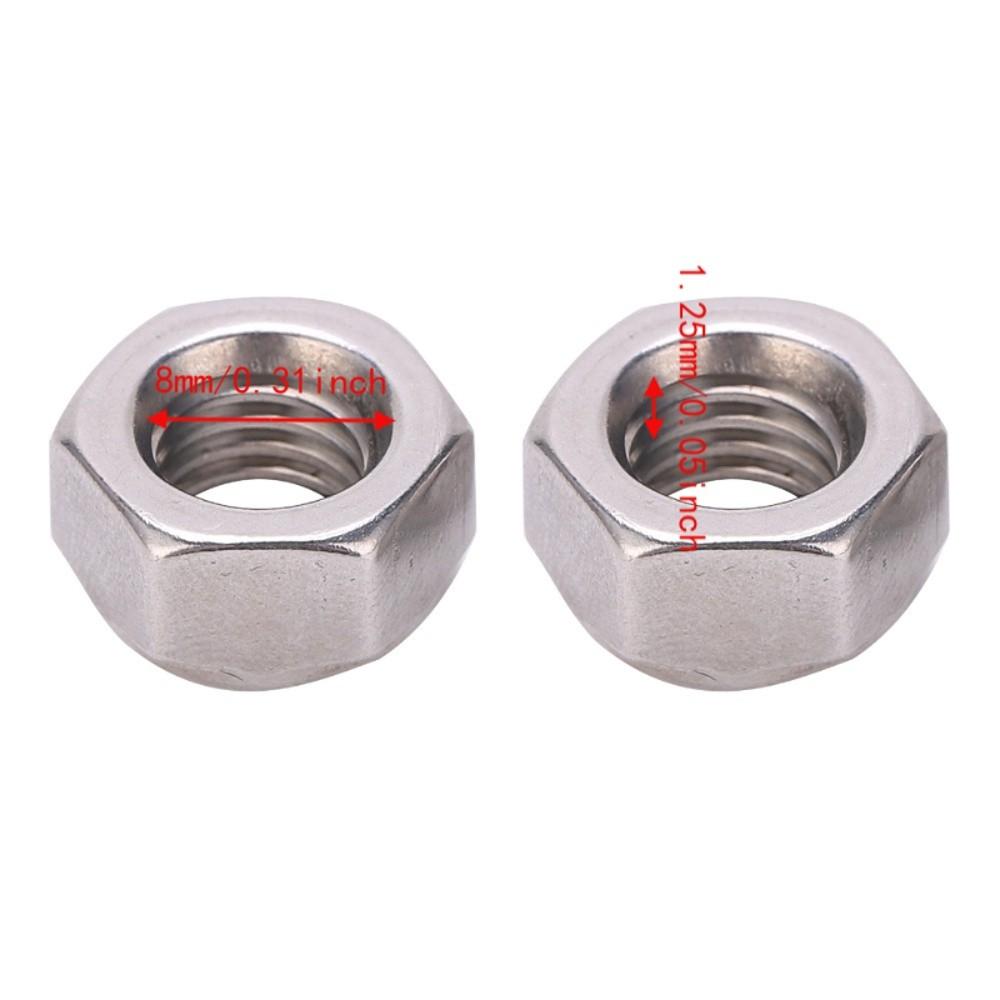 100pcs Premium Lock Nut Set Practical Stainless Steel Nut Versatile Metric Hex Nut For Bolts