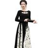 Elegant Retro Floral Print Long-Sleeve Dress - Women's Early Spring 2026 Collection