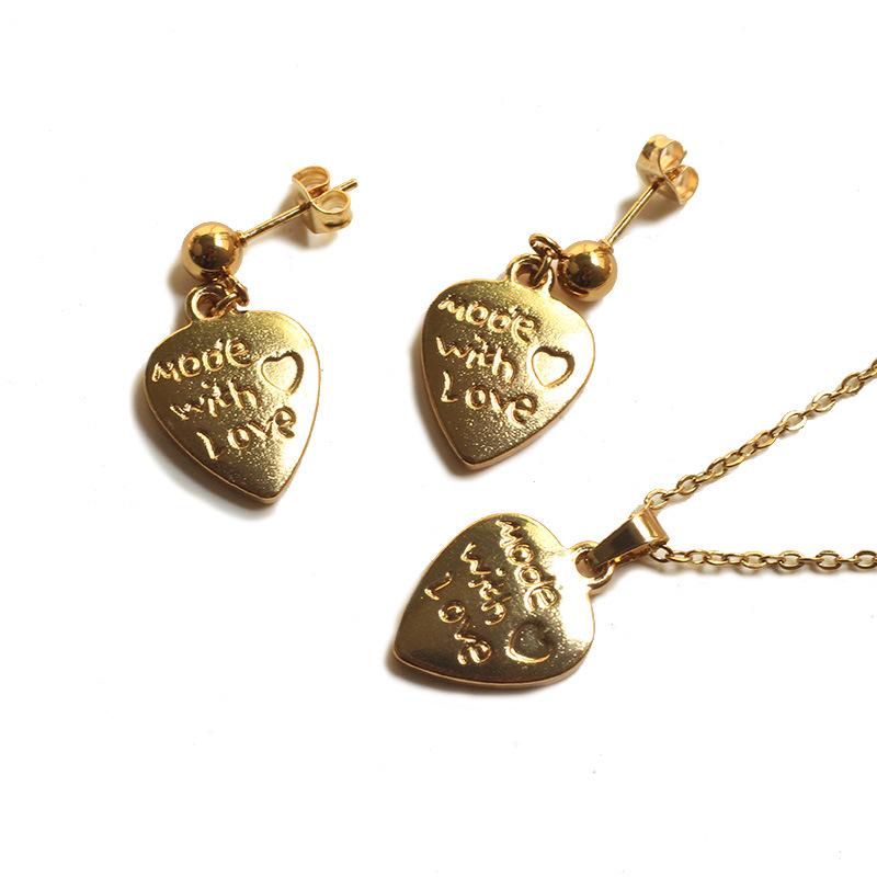 Luxury 14k Gold Jewelry Set: Necklace, Earrings, Non-Fading Clavicle Chain