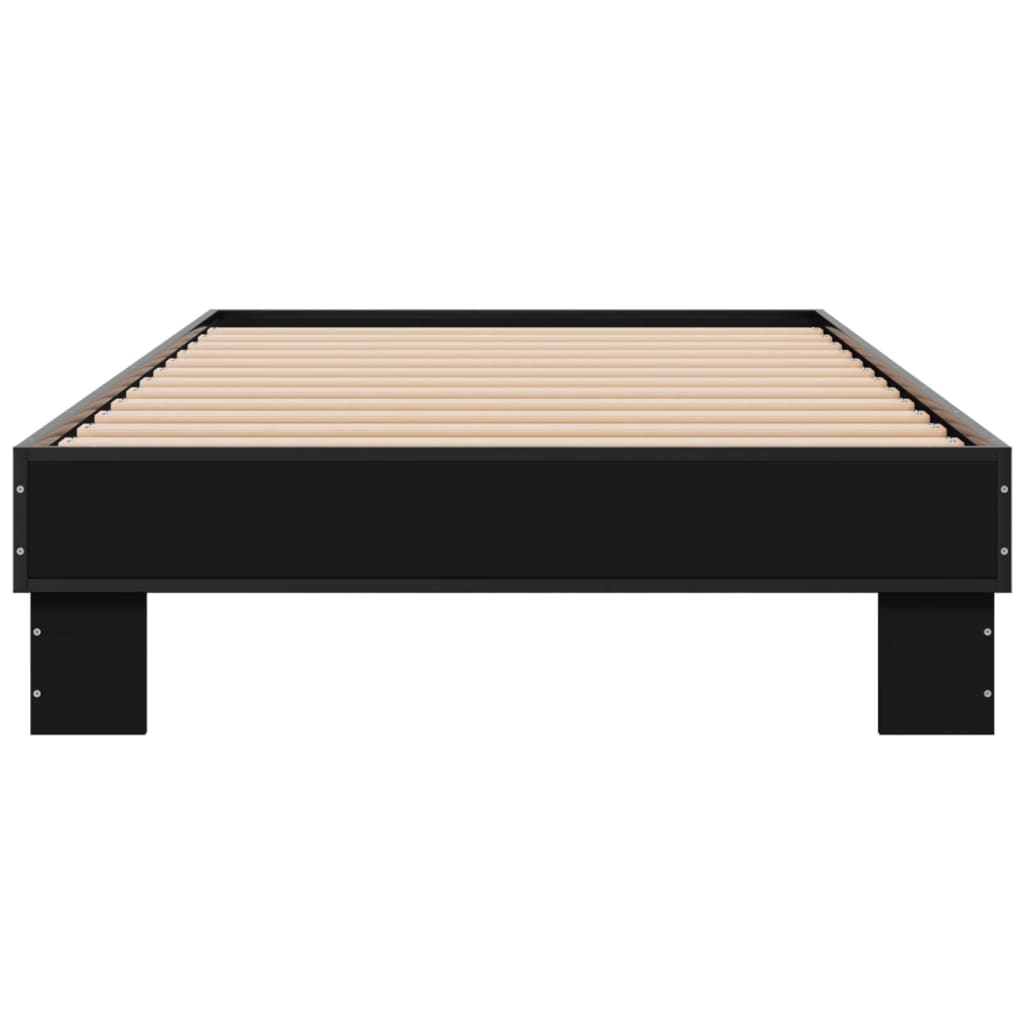 Bed Frame Black 90 x 200 cm Particleboard and Metal