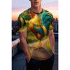 Men's 3D Realistic Rooster Print T-Shirt Funny Farm Animal Graphic Tee Casual Short Sleeve Crew Neck Novelty Tshirt For Men
