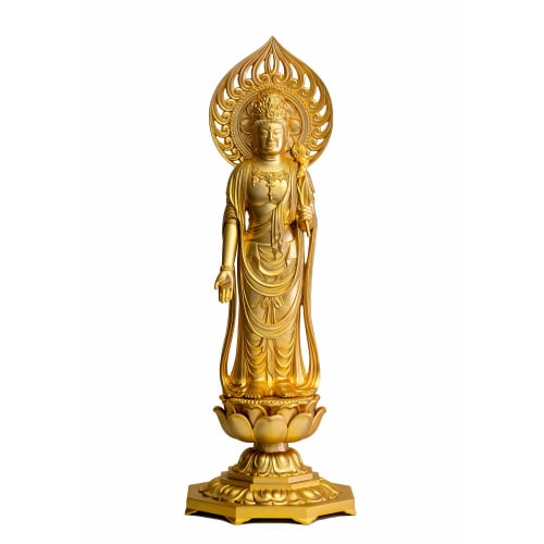 Buddhist statue of Shokannon Bodhisattva, 36cm (gold plated/24k gold), sculptor: Shuun Makita, model: "Tendai, Shingon, Rinzai sects", Takaoka bronzew