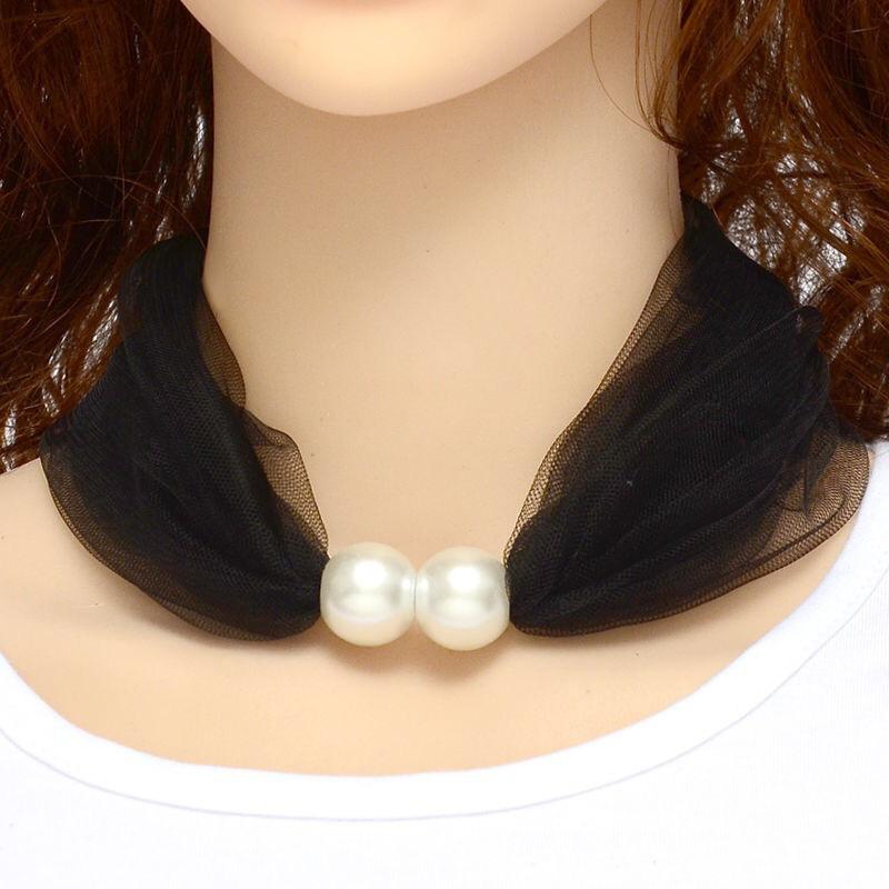 Elegante Netzspitze Perlendekoration Niedlicher Schal Halskette Hochzeit Abschlussball Schmuck Für Frauen Kurzer Halsbedeckung Bekleidungszubehör