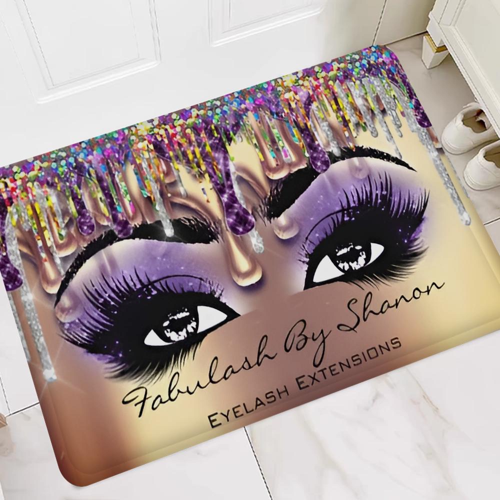Rose Golden Glitter Eyelash Hallway Carpet Washable NonSlip Living Room Sofa Chairs Area Mat Kitchen Doormat Area Rug