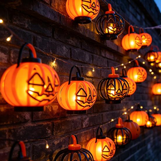 Petites Lampes de Nuit Citrouille Lanterne Halloween, Ornement Creux Lumineux LED, Lampe à Piles pour Statue de Fête Décoration Intérieure Extérieure Chaude Maison