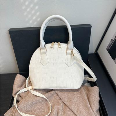 2025 Spring New Fashion Simple Solid Color Shell Bag Texture Trendy Handbag High Sense Small Round Bag Versatile