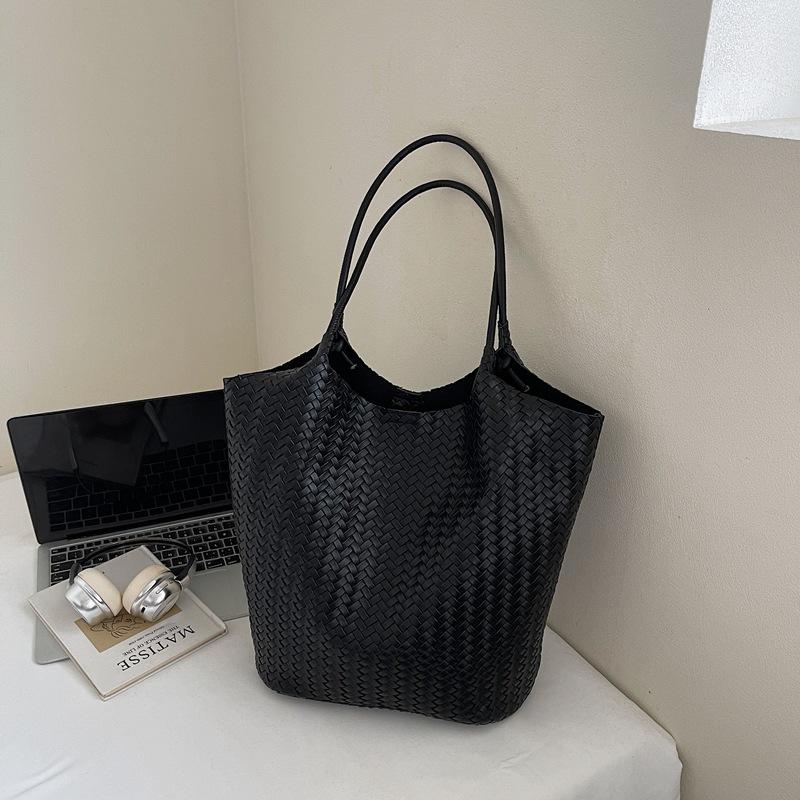 Simple and Retro Woven Pattern Bag, Commuter Single-shoulder Bag, Casual Large-capacity Tote Bag