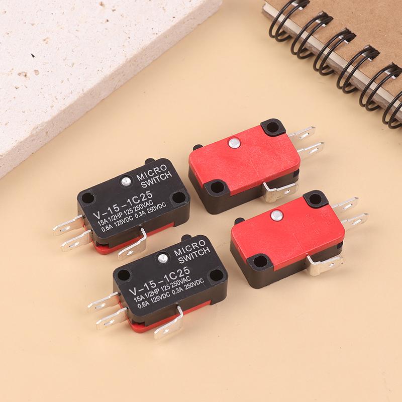 10Pcs Micro Switch V-15-1C25 Silver Point V-15-1C25 Microwave Oven Contact Switch Copper Point Tact Switch Limit Microswitch