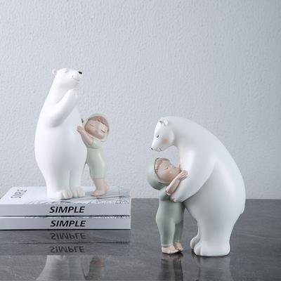 Adornos Europeos Creativos de Oso Polar Abrazo de Oso Niños Hogar Entrada Habitación Decoración Sala de Estar Adornos Artesanales de Resina