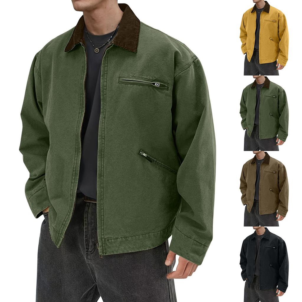 Men's Solid Color Camouflage Outdoor Sports Jacket Men's Pocket Button Casual Jacket