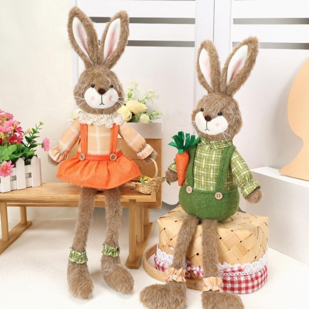 Adorable Handmade Bunny Figurine Pastoral Style Rabbit Decor Bunny Plush Toy  Holiday Decor