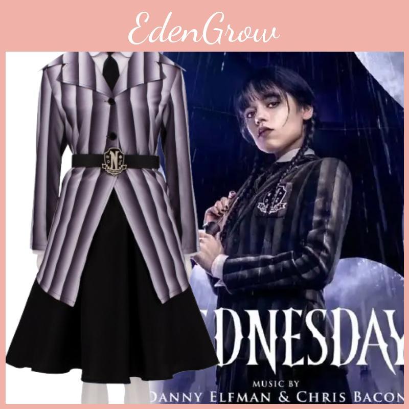 Wednesday Cosplay Costume For Kids With Polyester Fabric For Halloween And Themed Parties