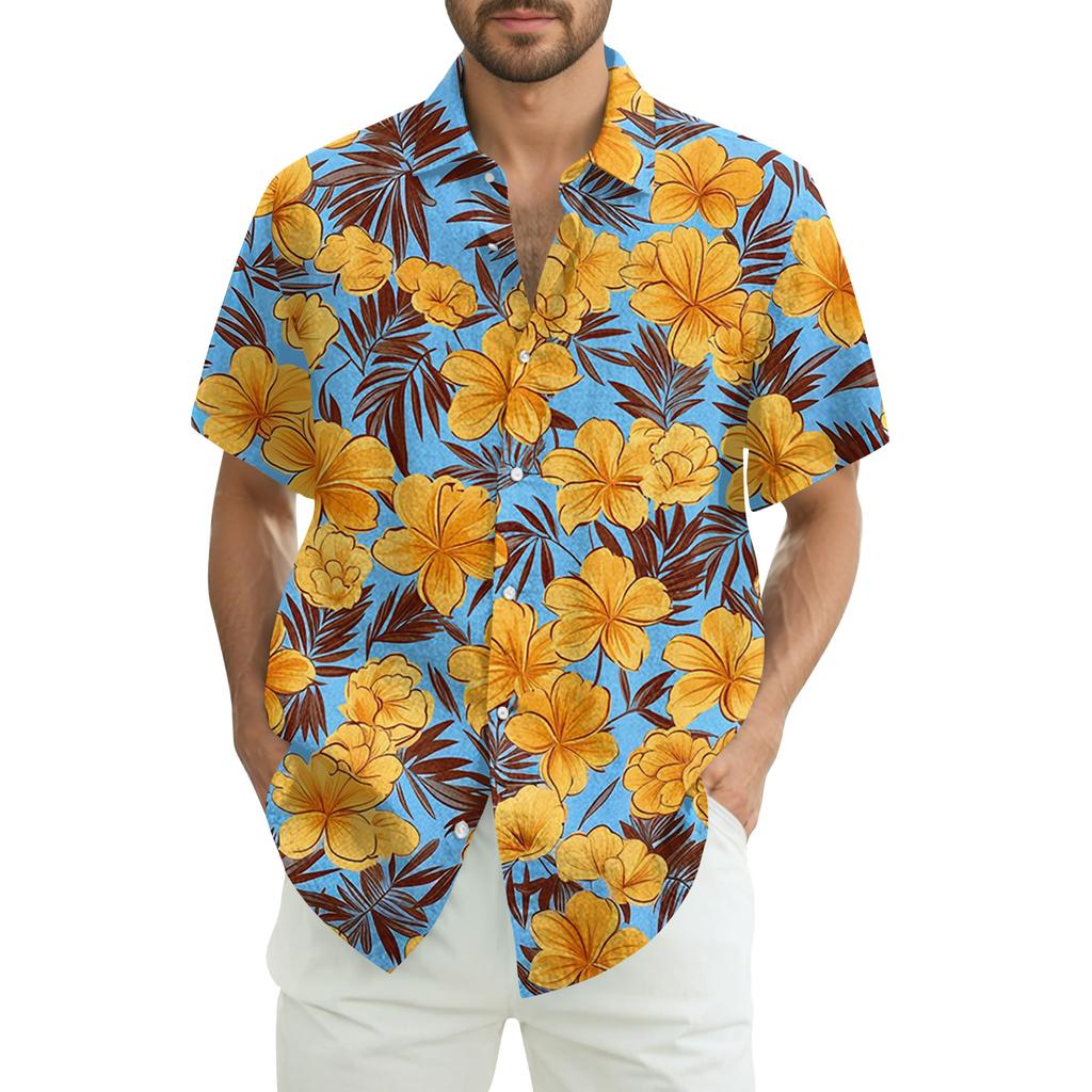 Men's Casual Fashion Printed Short-Sleeve Shirt