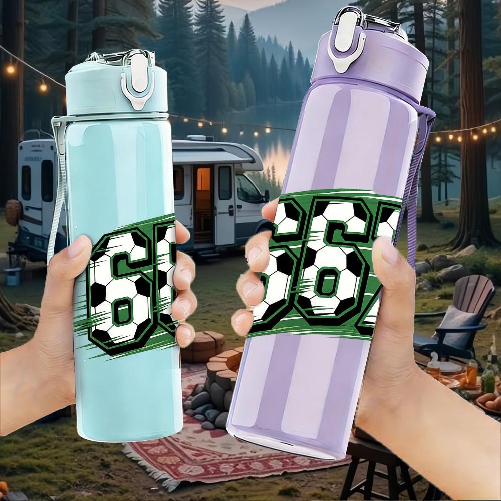 1PC 67 Retro Graffiti Number Print 750ml Color Plastic Sports Water Bottle Leakproof Flip Straw Lid Suitable for Sports Office Home Use