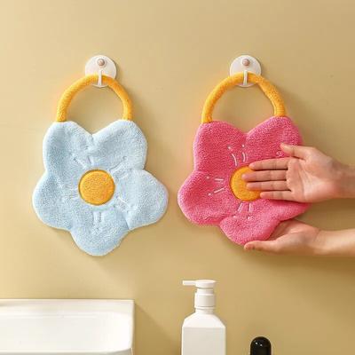 Asciugamani ad asciugatura rapida, in pile di corallo, fazzoletto da cucina, bagno, strofinaccio assorbente, panno per la pulizia, a forma di fiore creativo