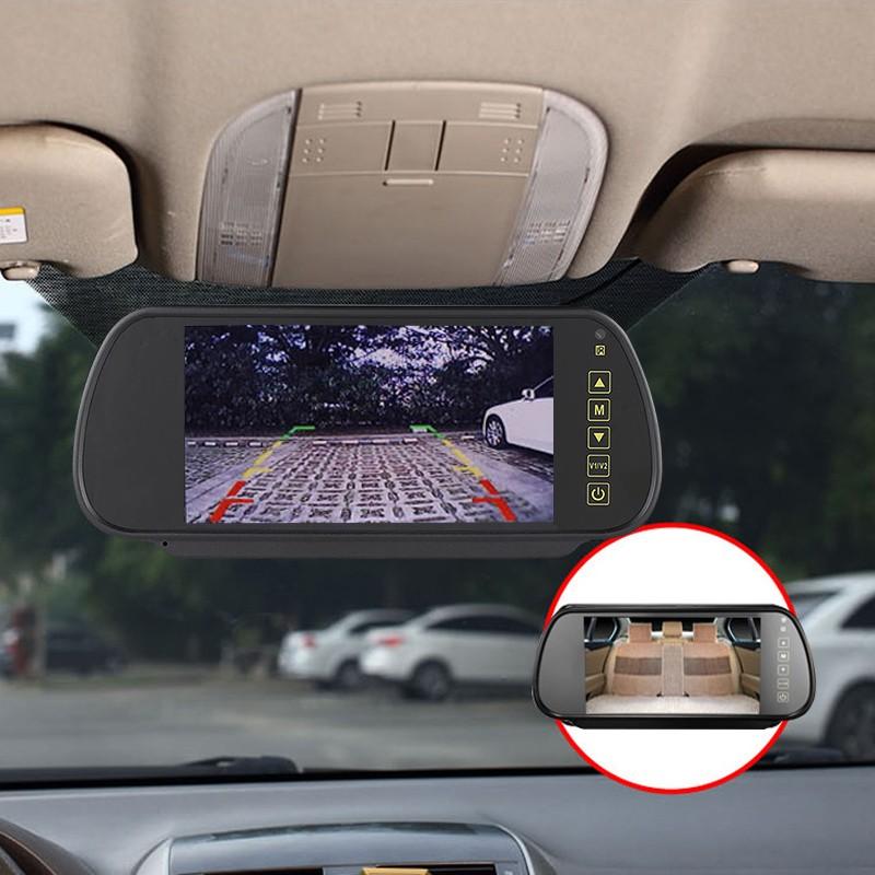 7-Inch Rearview Mirror Monitor Rear-View AV Display 12/24V Universal Vehicle Reversing Image Display Rear View VCR With Touch Button