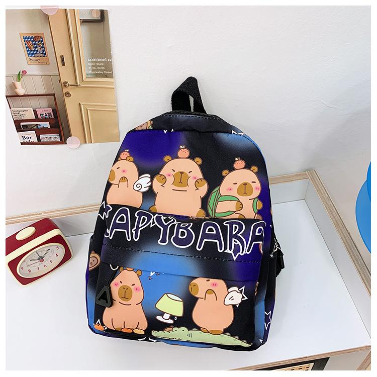 

School bag new casual cartoon large capacity bag kapibara school bag backpack small чорний