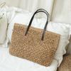 IELGY Summer Pastoral Woven Beach Bag, Casual Seaside Vacation Handbag, Large-capacity Straw