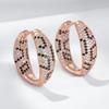 Shiny Natural Zircon Leopard Print Hoop Earrings For Women Unique  Rose Gold And Black Plating Vintage Daily Jewelry